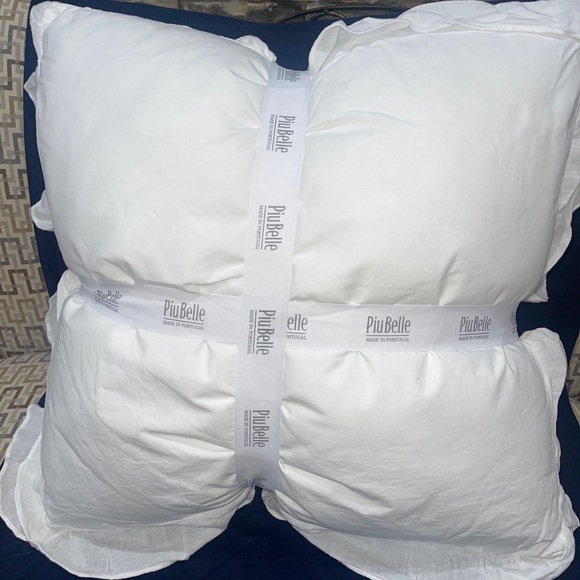 PiuBelle 2 Pck Cotton Euro Sham Filling Polyester White Gauze Ruffled Portugal - Picture 8 of 12